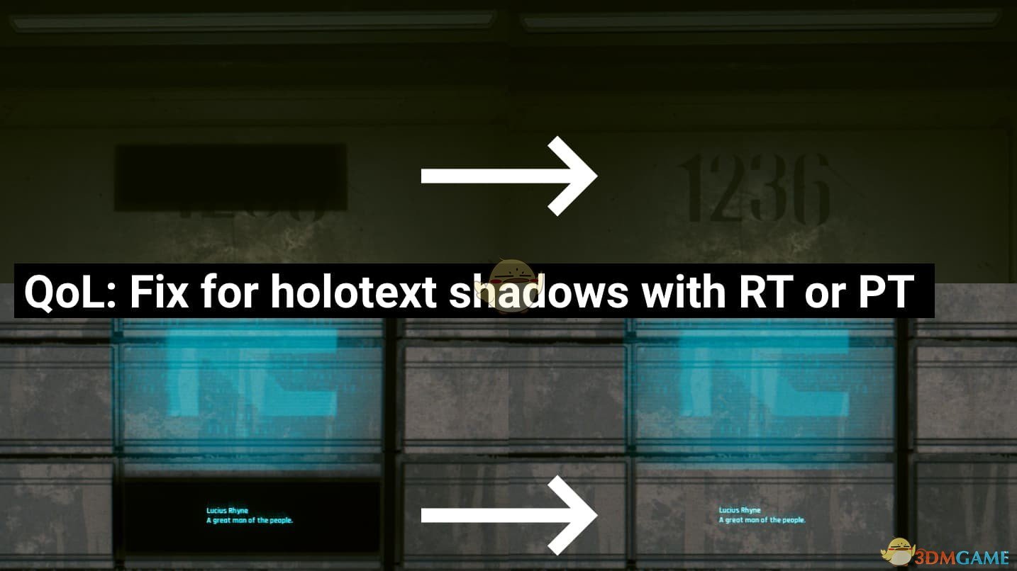 《赛博朋克2077》QoL-修复带有RT或PT的全息图阴影MOD