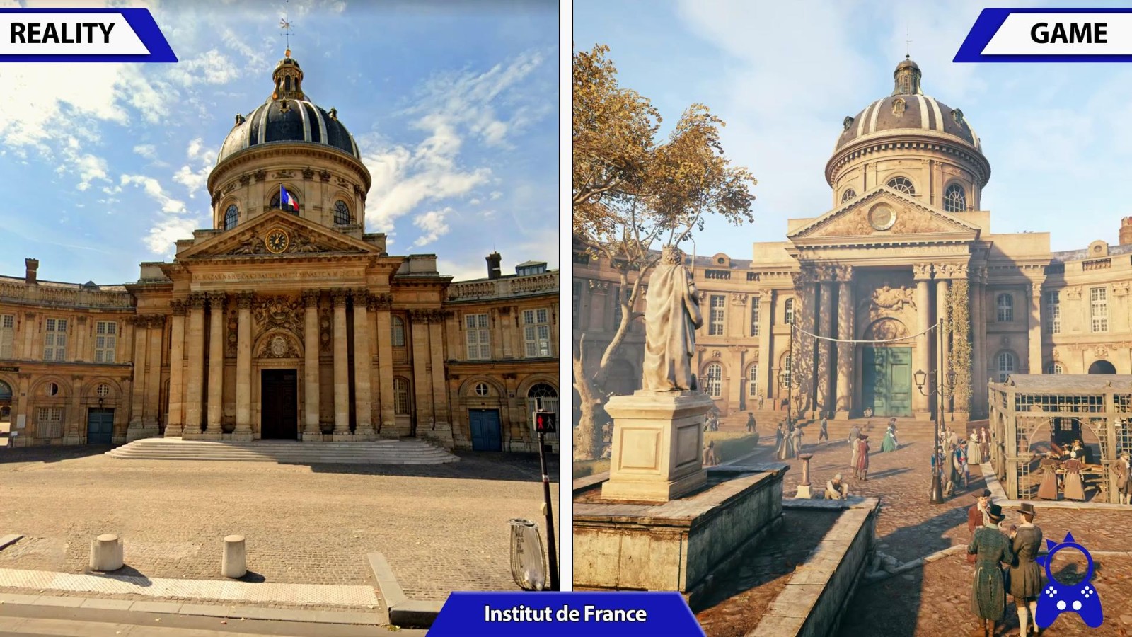《刺客信条：大革命》游戏与现实对比视频 极致还原巴黎