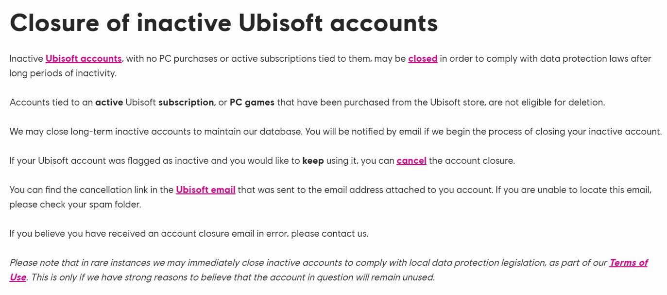 育碧露出：不会删除购买过游戏的不活跃账号