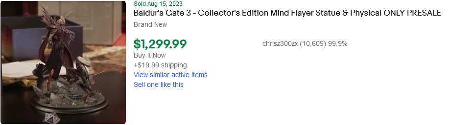 《博德之门3》实体典藏版转标价格近2000美元