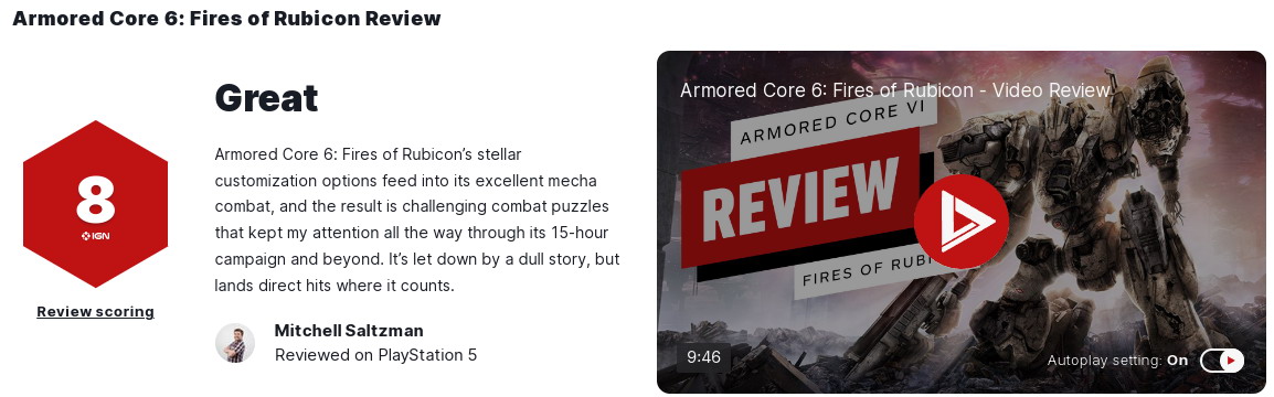 《装甲中间6》IGN评8分：机甲战优异 剧情平淡幽默