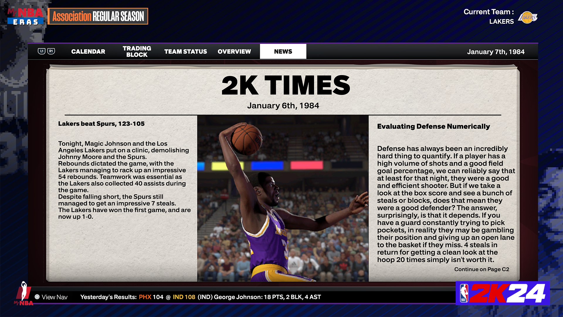 NBA 2K24 今日公布了次世代主机端篮球联盟和WNBA的次世更新内容