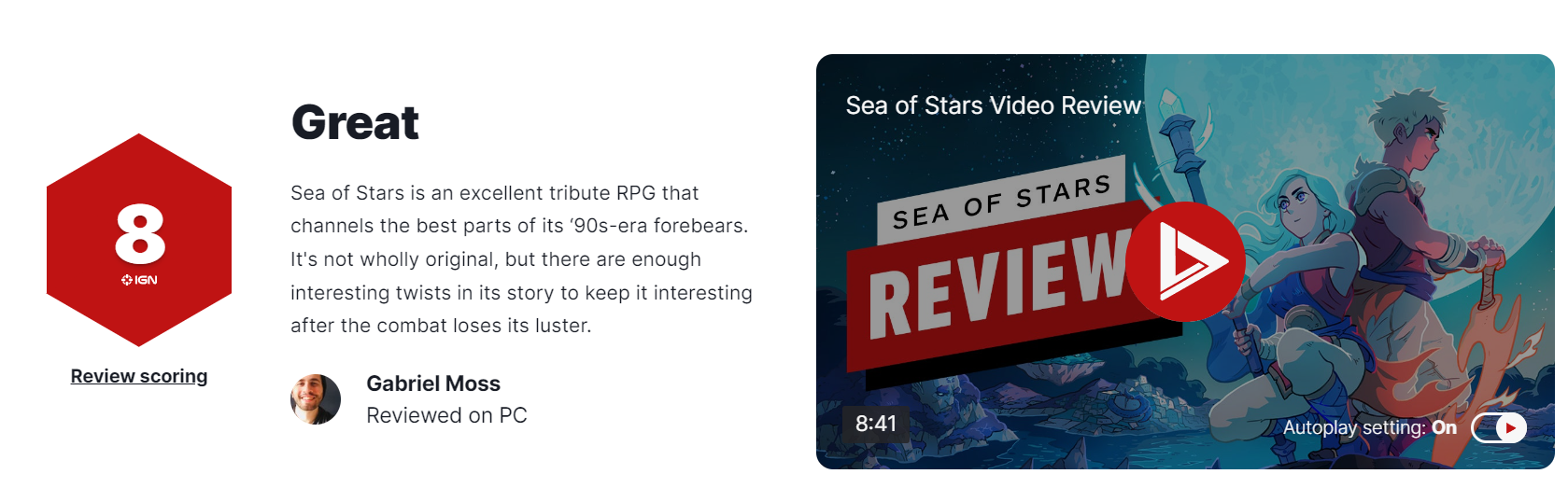 《星之海》IGN 8分：值得一玩的分值旅行