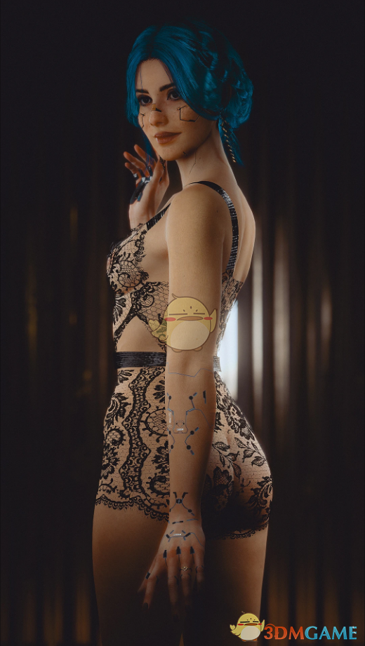 《赛博朋克2077》穿性感大胸圆臀蕾丝内衣的V合集MOD