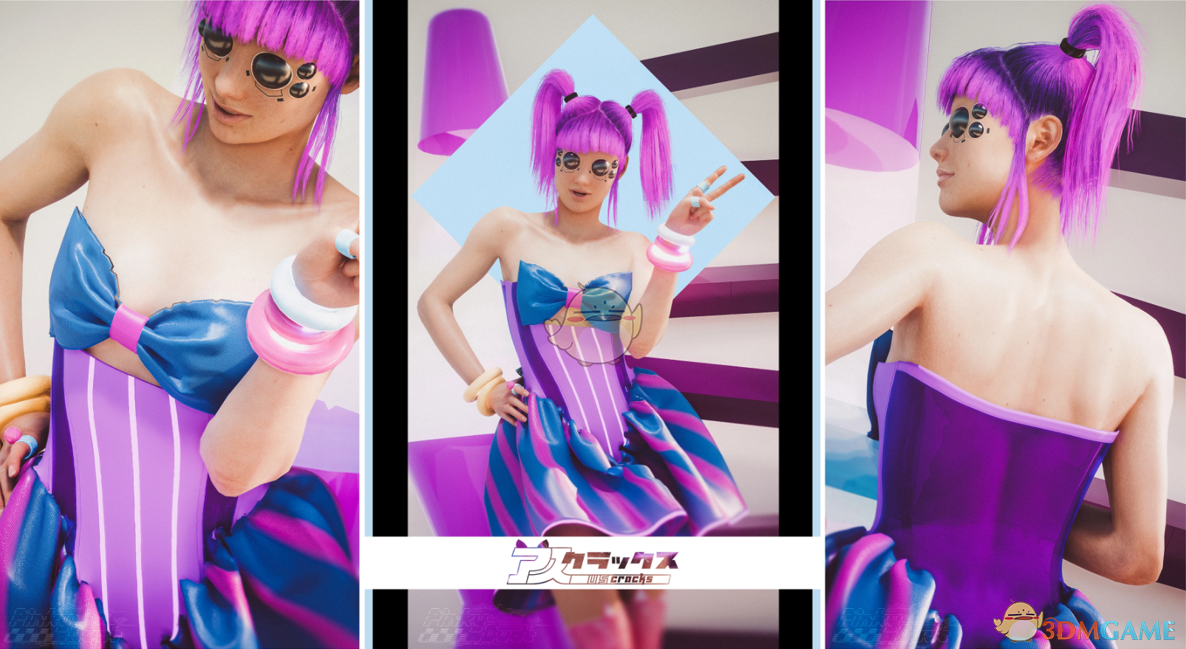 《赛博朋克2077》穿可爱紫色酸味糖果裙的圆臀大胸V MOD