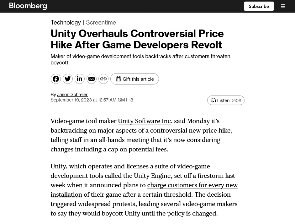 Unity會繼續收取“安裝費” 但限制在總收入4%內