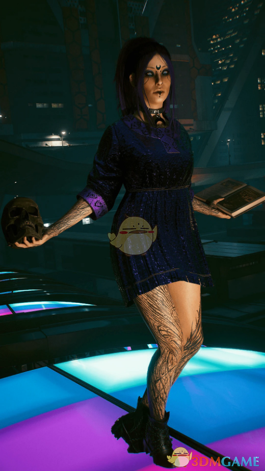 《赛博朋克2077》女式亮青色波西米亚短裙MOD