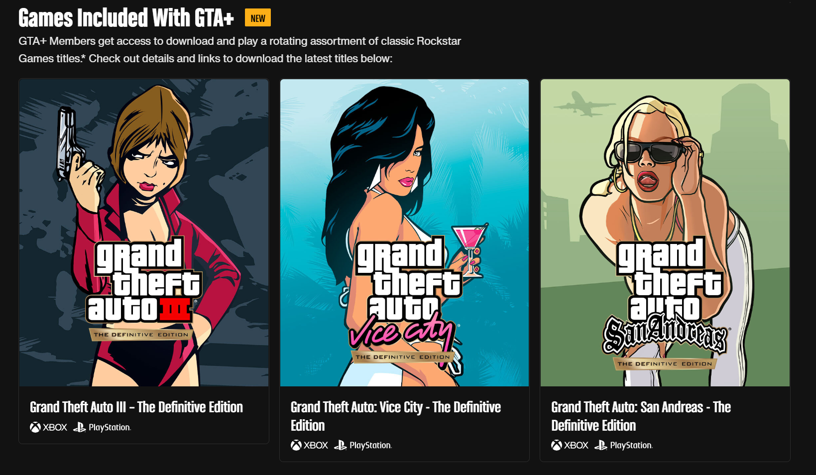R星订阅服务GTA+新增游戏：《GTA：三部曲-终极版》