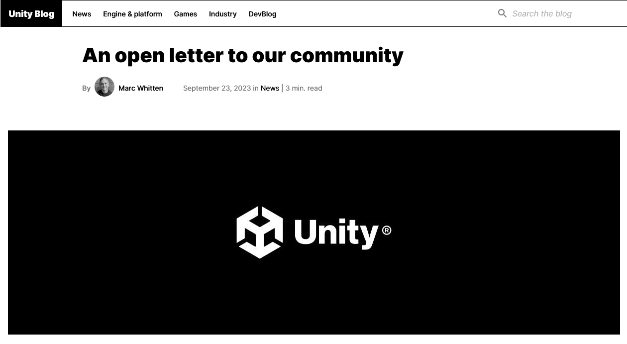 Unity负责人：“装置费”本意是为建树可不断营业