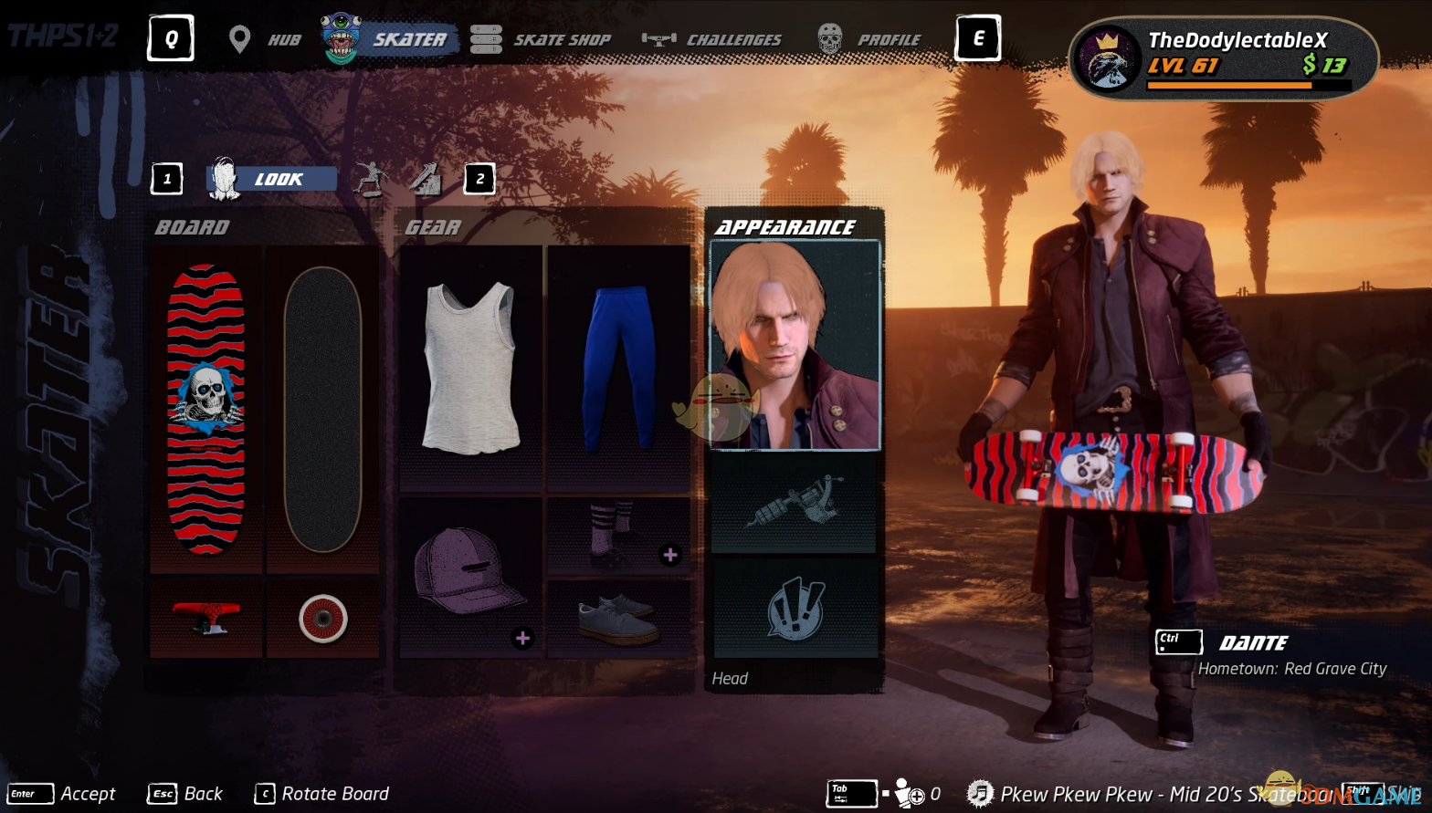 《托尼霍克职业滑板1+2:重制版》滑板男孩但丁MOD