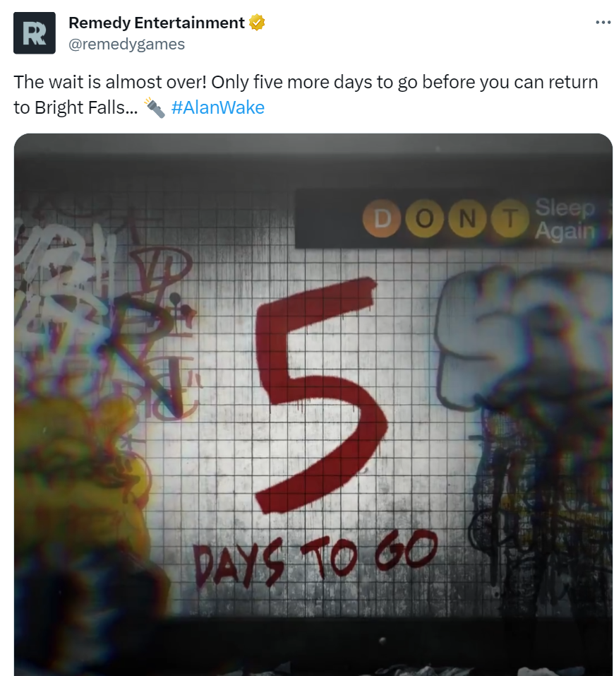 官方温馨提醒：《心灵杀手2》还有5天发售