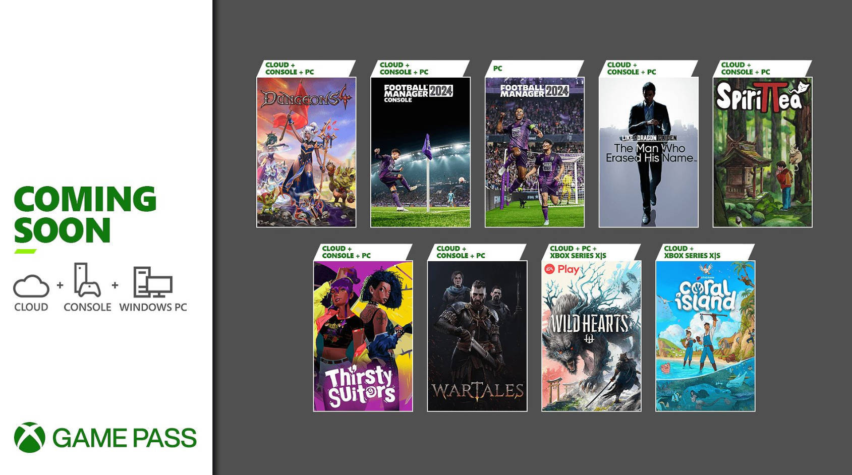 Xbox Game Pass 11月上旬新删游戏公开