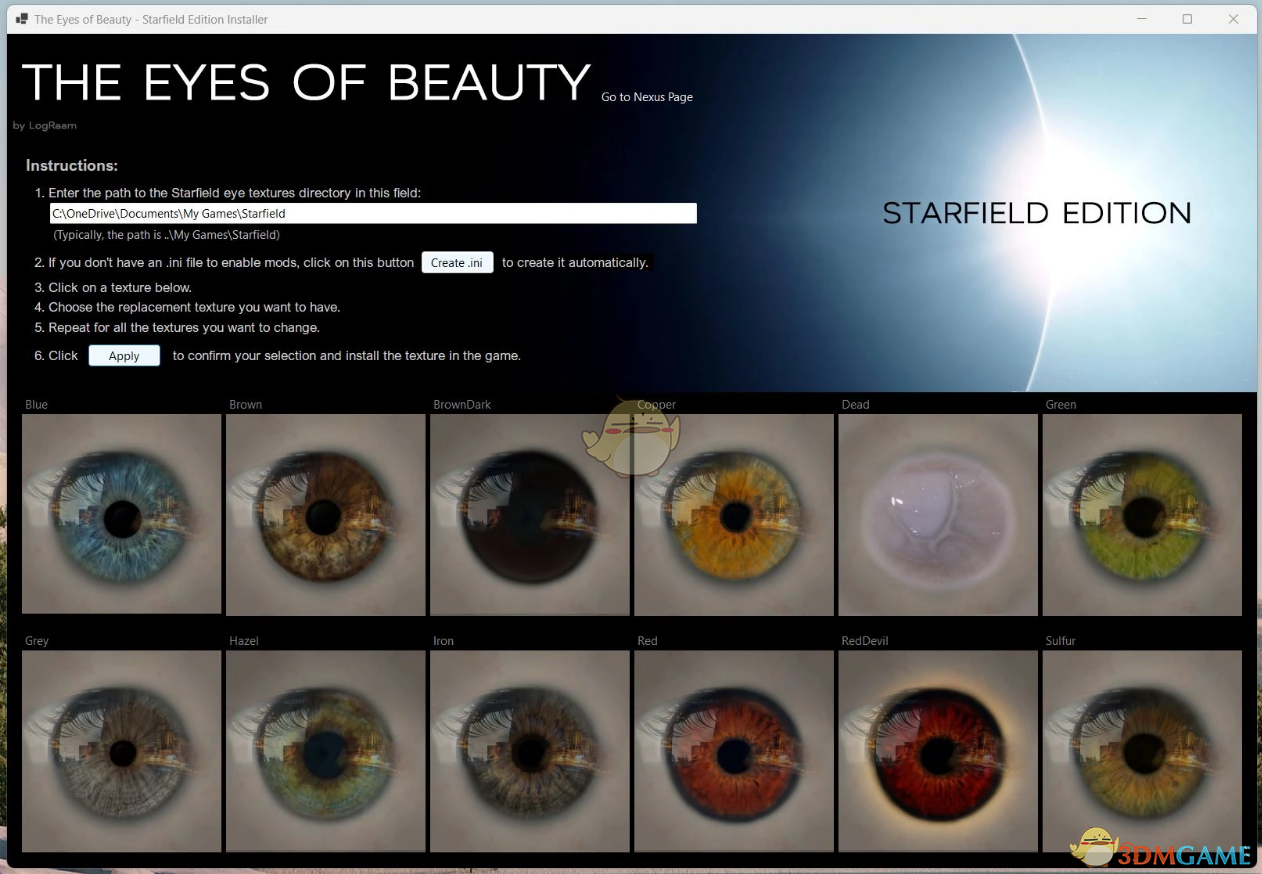 《星空》The Eyes of Beauty Replacer Installer tool MOD