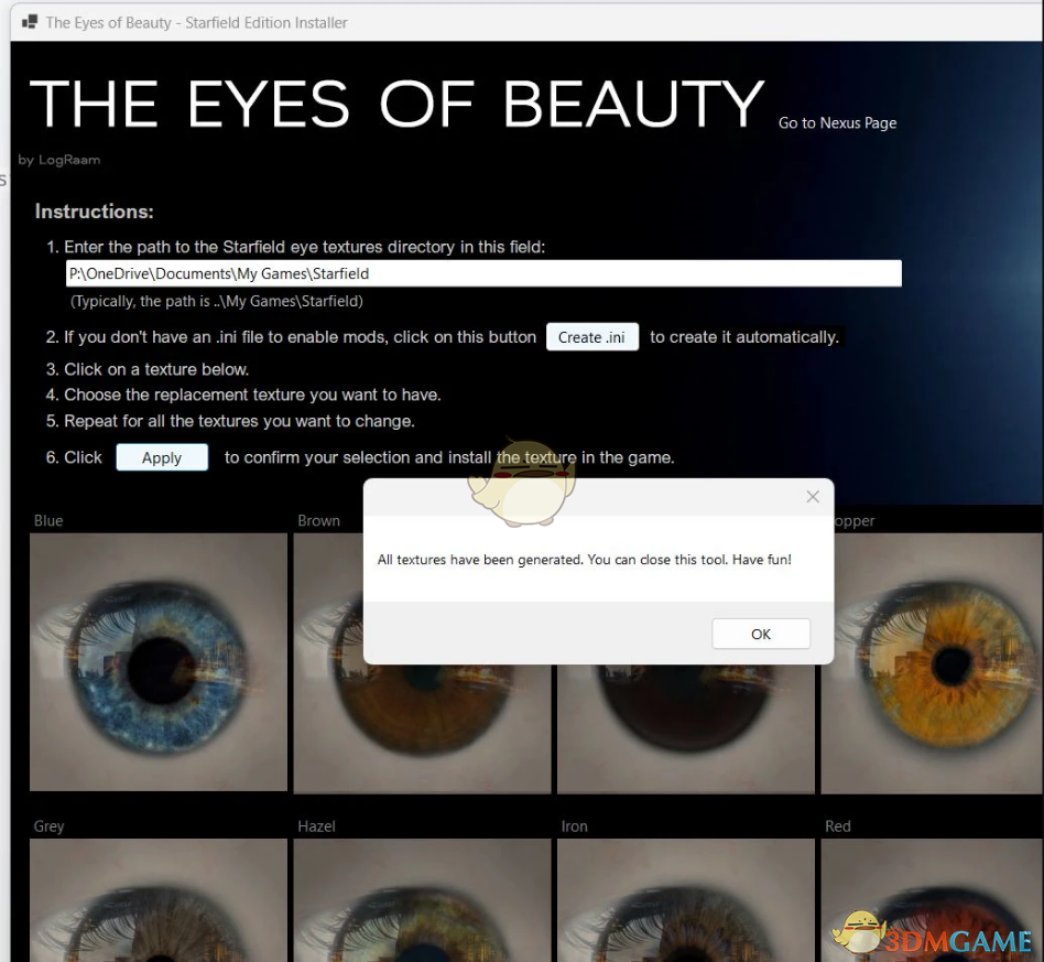 《星空》The Eyes of Beauty Replacer Installer tool MOD