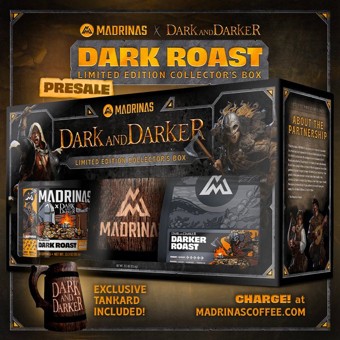 多人死存游戏《Dark and Darker》再次推出联名咖啡支藏