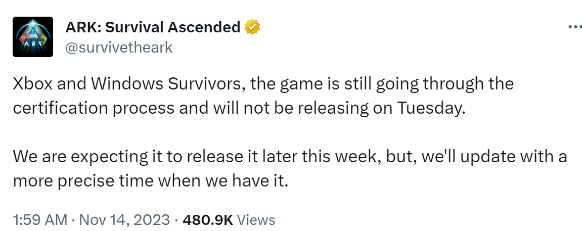 因认证原因 《方舟：生存飞升》Xbox版延期