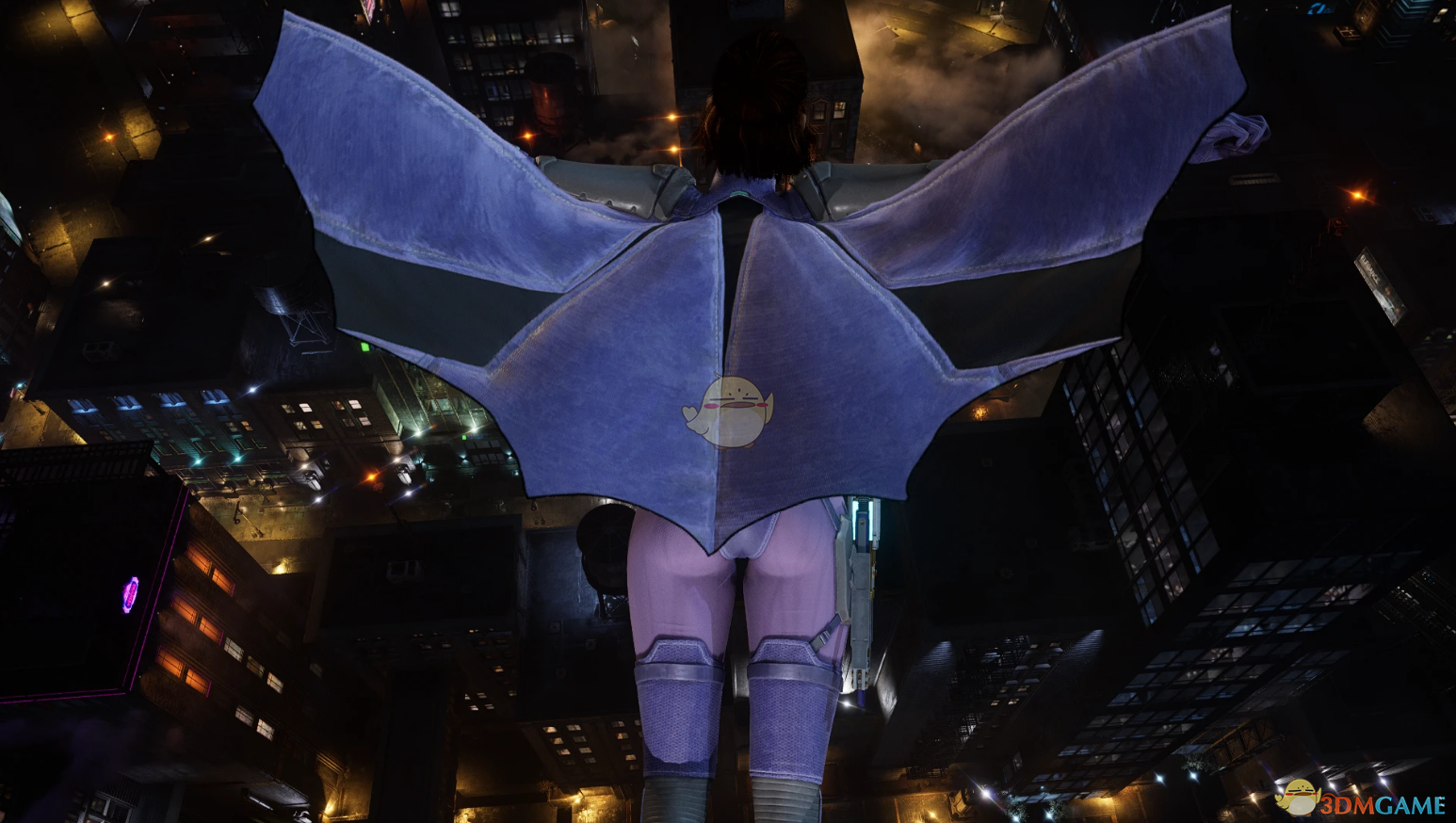 《哥谭骑士》蝙蝠女的混合型短斗篷黑色霓虹服装MOD