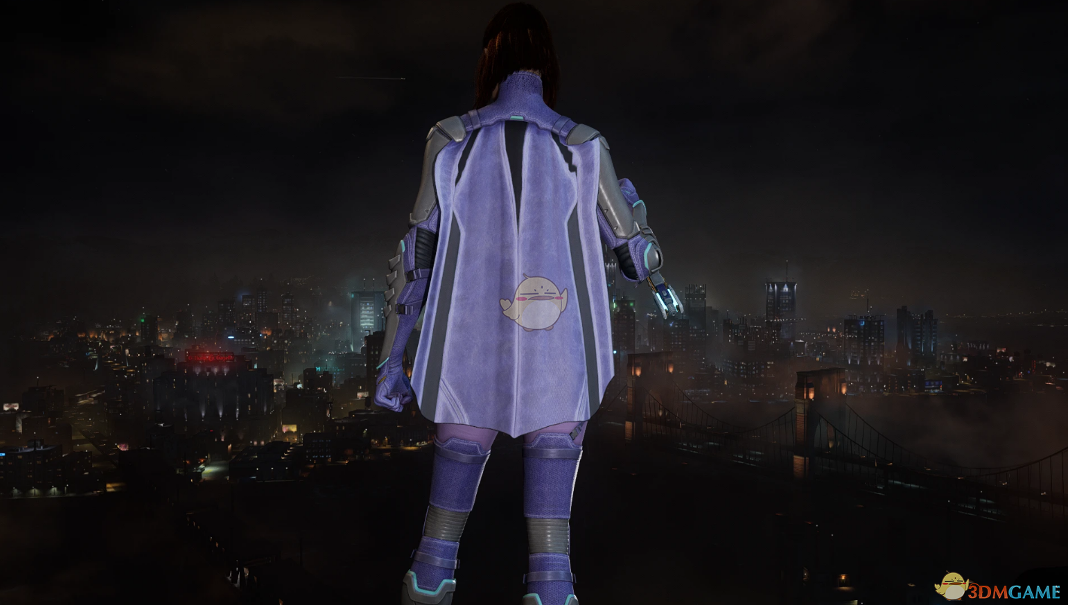 《哥谭骑士》蝙蝠女的稍长的短斗篷黑色霓虹服装MOD