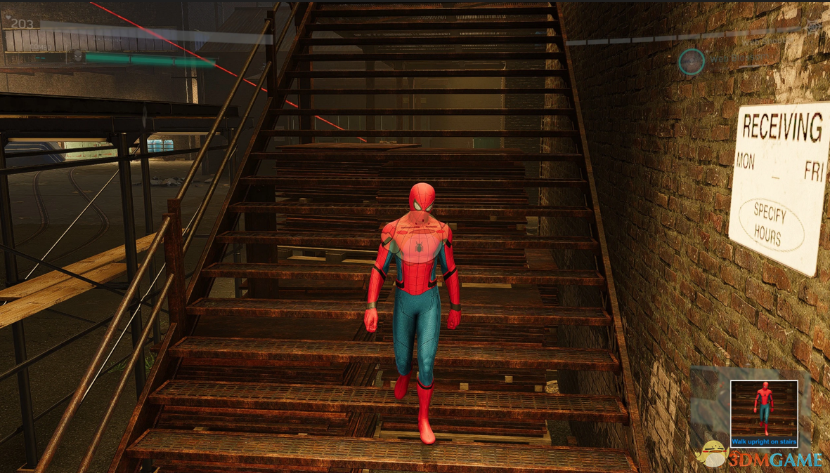 《漫威蜘蛛侠：重置版》在楼梯上直立行走MOD