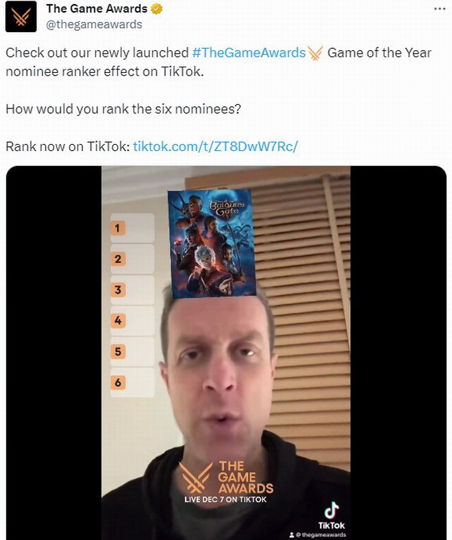 TGA创始人暗示《博德之门3》是今年今年年度游戏 你的选择是？