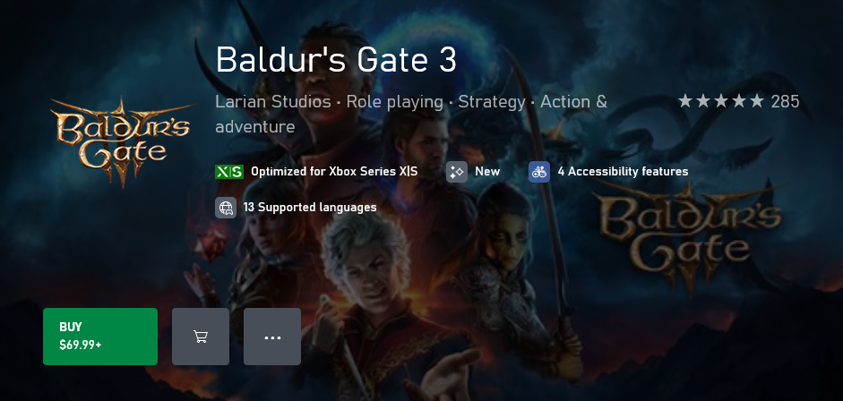 《博德之门3》现已正式登陆Xbox Series X|S 13号热修补丁发布