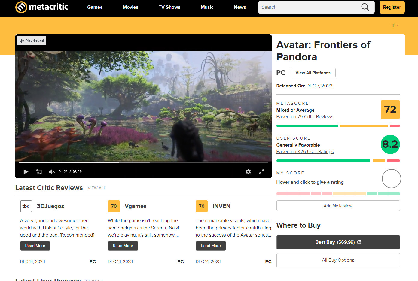 《阿凡达：潘多拉领土》成育碧近些年玩家风评最佳的一作