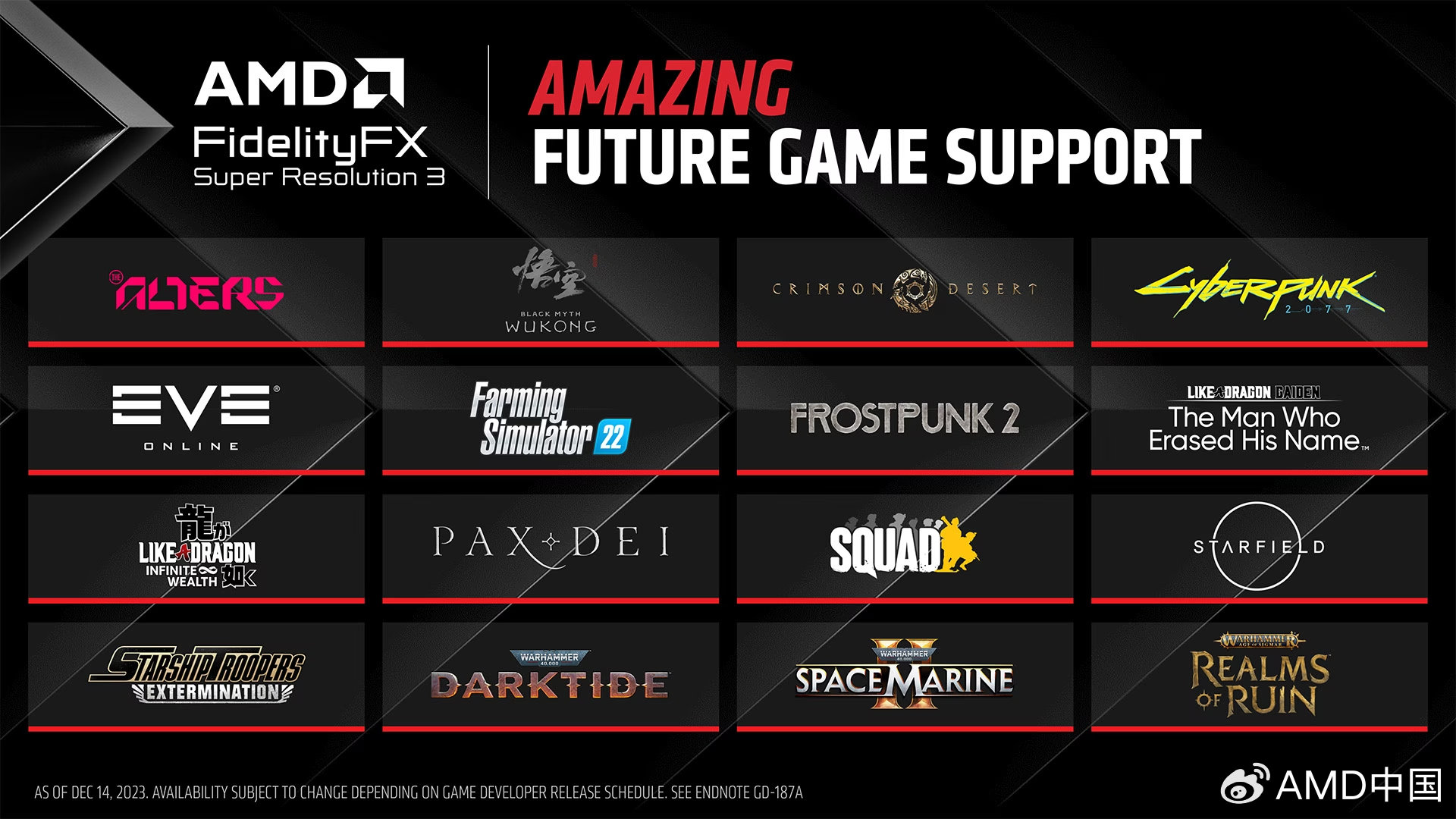 AMD支布FSR 3已去支持游戏 《乌神话》《赛专朋克2077》正在列