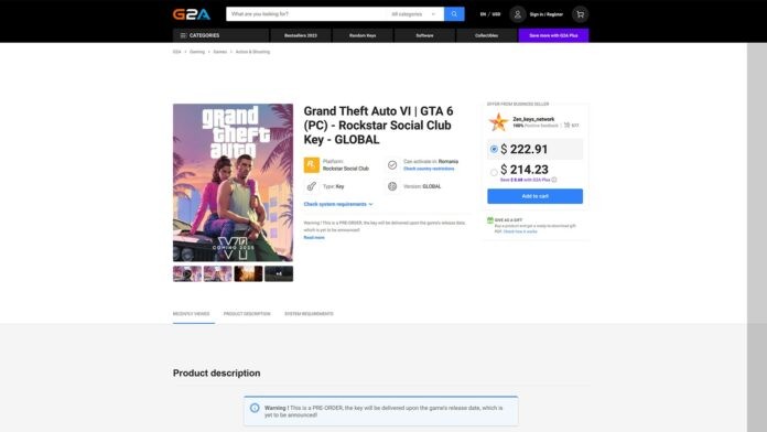 小心《GTA6》预购测试诱骗 225美元假PC版预购“好评如潮”
