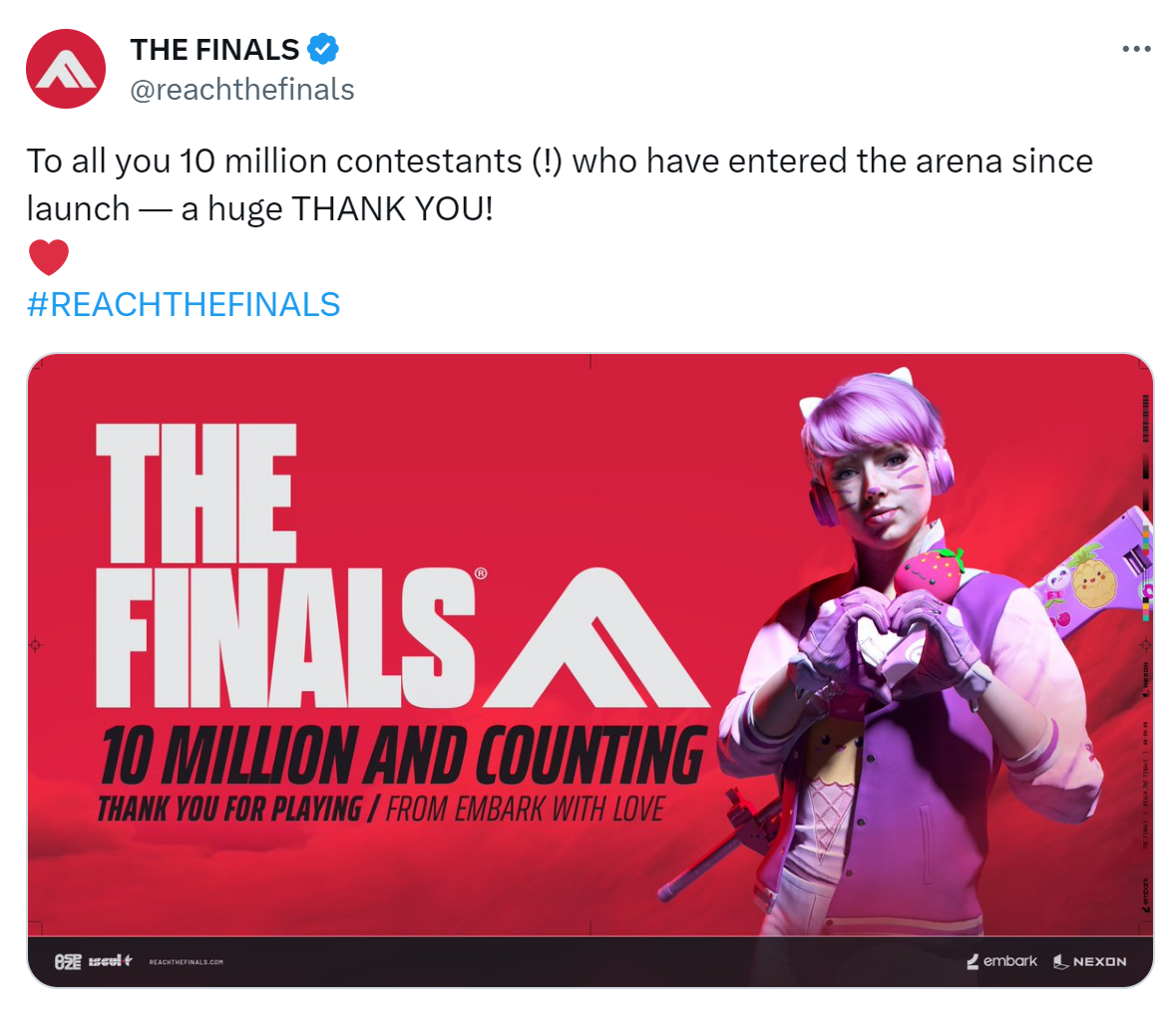 《THE FINALS》玩家人数突破1000万 民间致谢