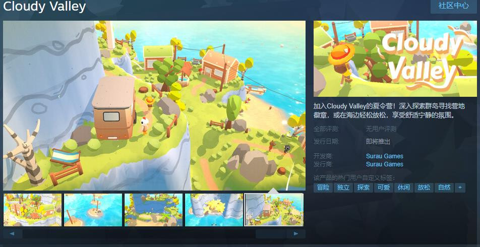 《Cloudy Valley》Steam页面 反对于简体中文
