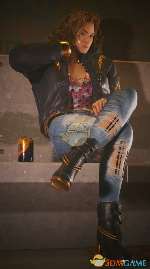 《赛博朋克2077》粉黑骷髅可爱短T EBBPRB MOD