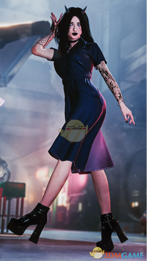 《赛博朋克2077》蓝色工装单裙MOD