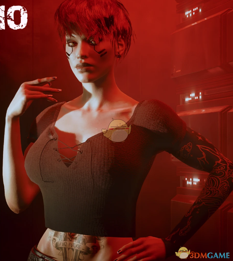 《赛博朋克2077》棕色可爱短T Freyja MOD