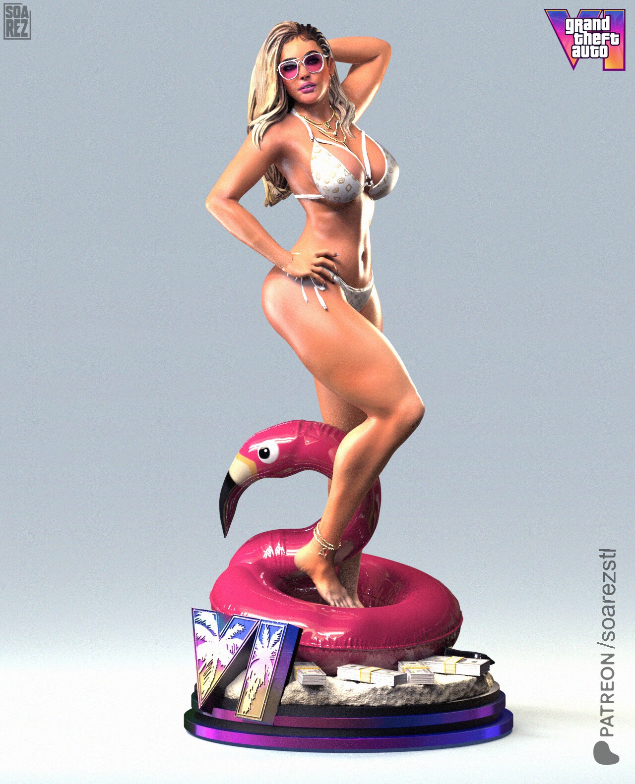 艺术家将《GTA6》泳池女孩打造为虚拟雕像：太热辣了