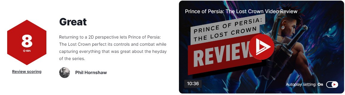《波斯王子：得降的王冠》IGN评8分 该系列完善继启者