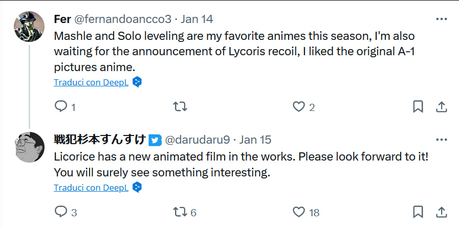 小岛秀夫有福了 传闻《Lycoris Recoil 莉可丽丝》电影正在制作中