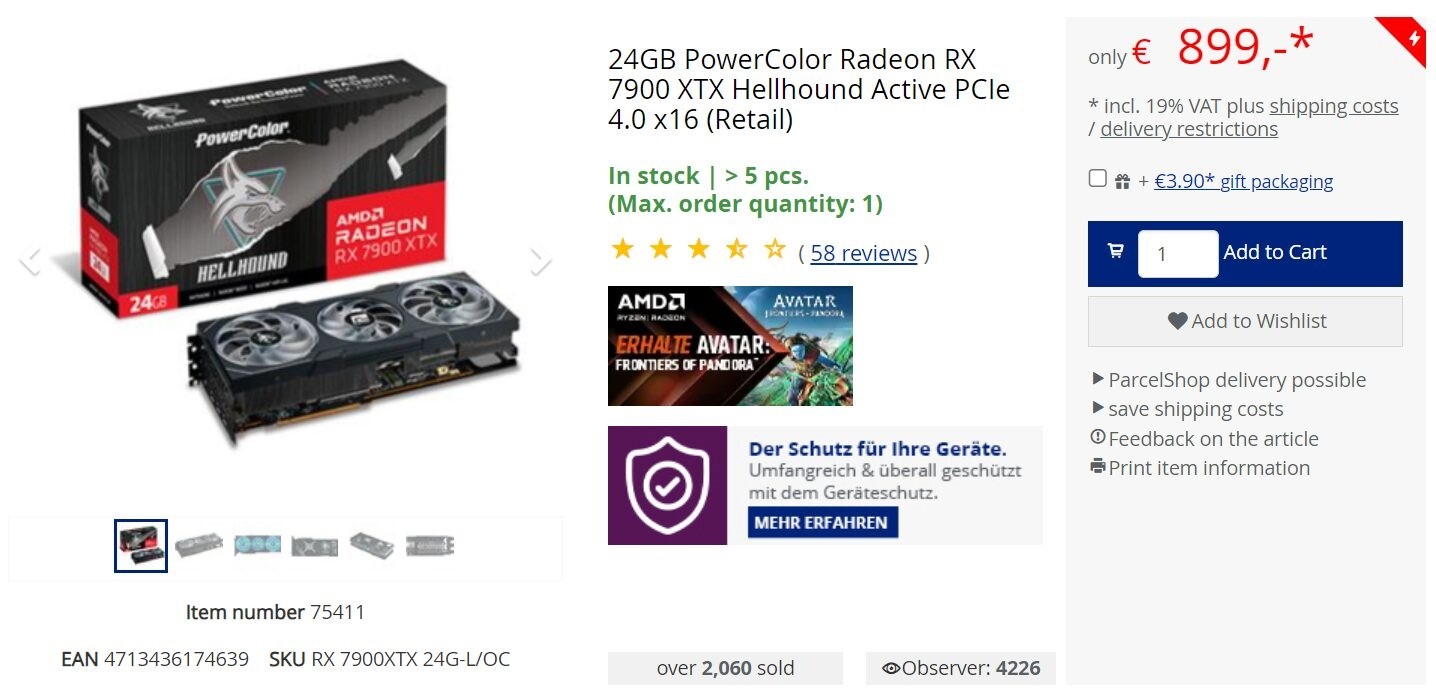 AMD旗舰显卡RX 7900 XTX价格史低：几乎腰斩