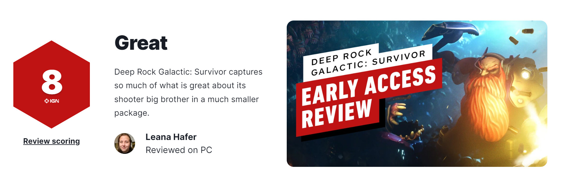 《深岩银河：幸存者》 IGN 8分 现已上岸争先体验