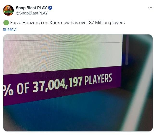 4个月增加300万《极限竞速：地平线5》玩家数突破3700万