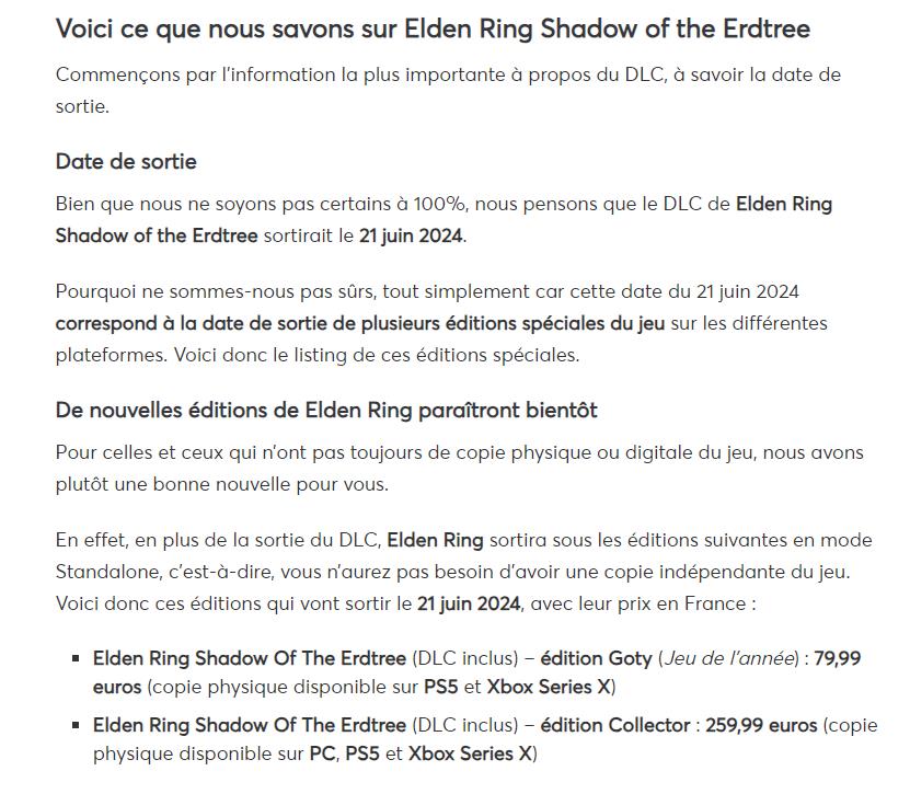 传闻：《艾尔登法环》DLC“黄金树之影”将于6月21日发售