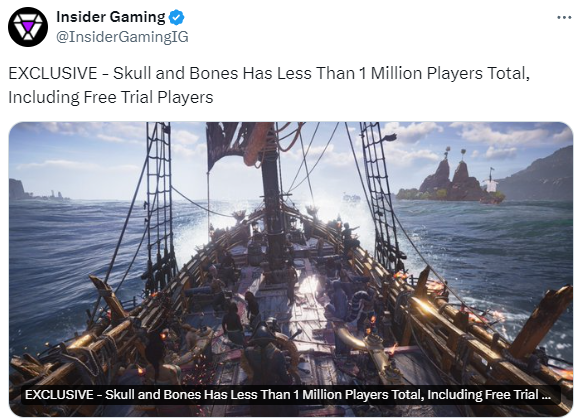 《碧海乌帆》玩家数已到达100万 育碧却仿佛感到满意