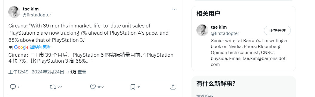 PS5继续比PS4卖得更快：39个月销量领先7%
