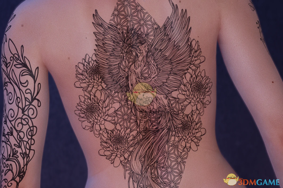 《赛博朋克2077》优雅花卉纹身MOD
