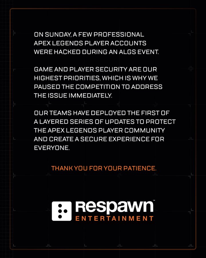 重生回应《Apex英雄》黑客事件：已推出首波安全更新