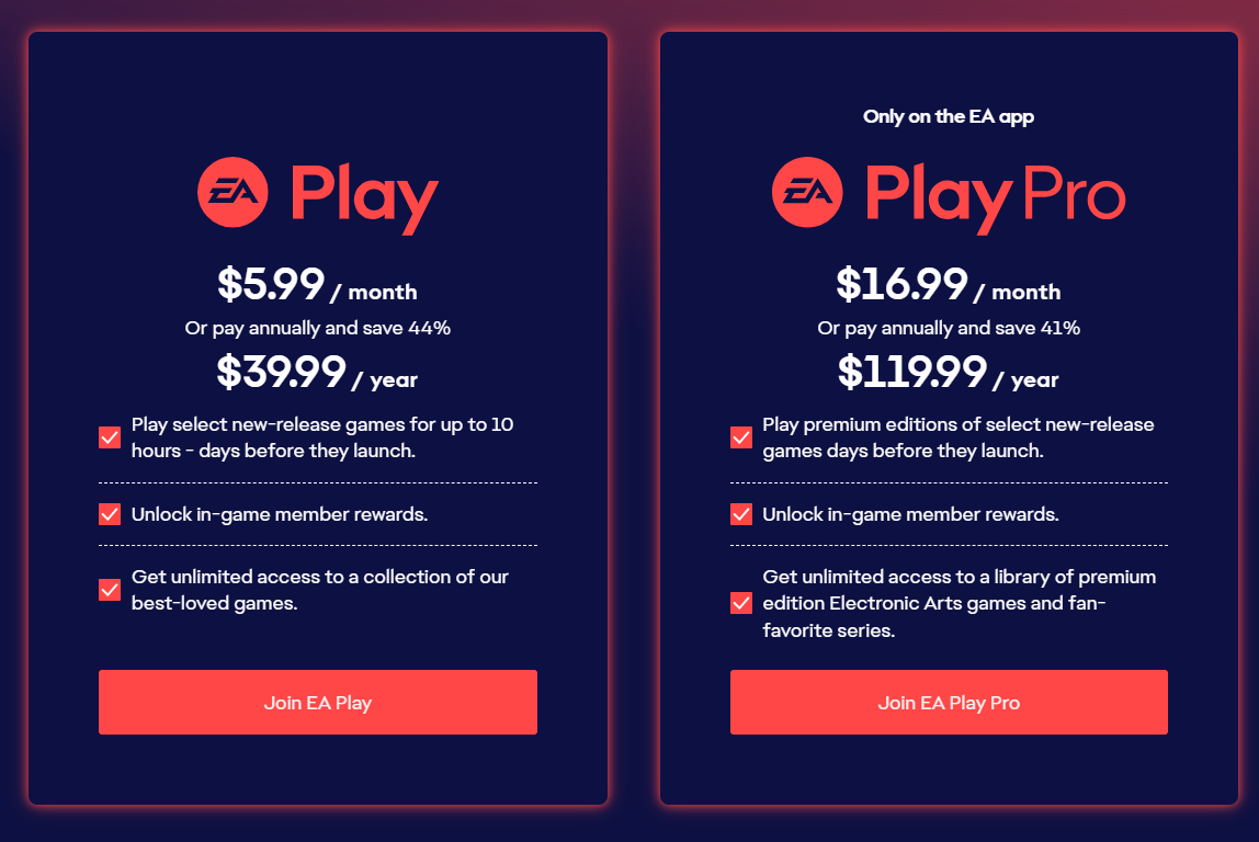 EA提高EA Play订阅价格 年费最高涨价20美元