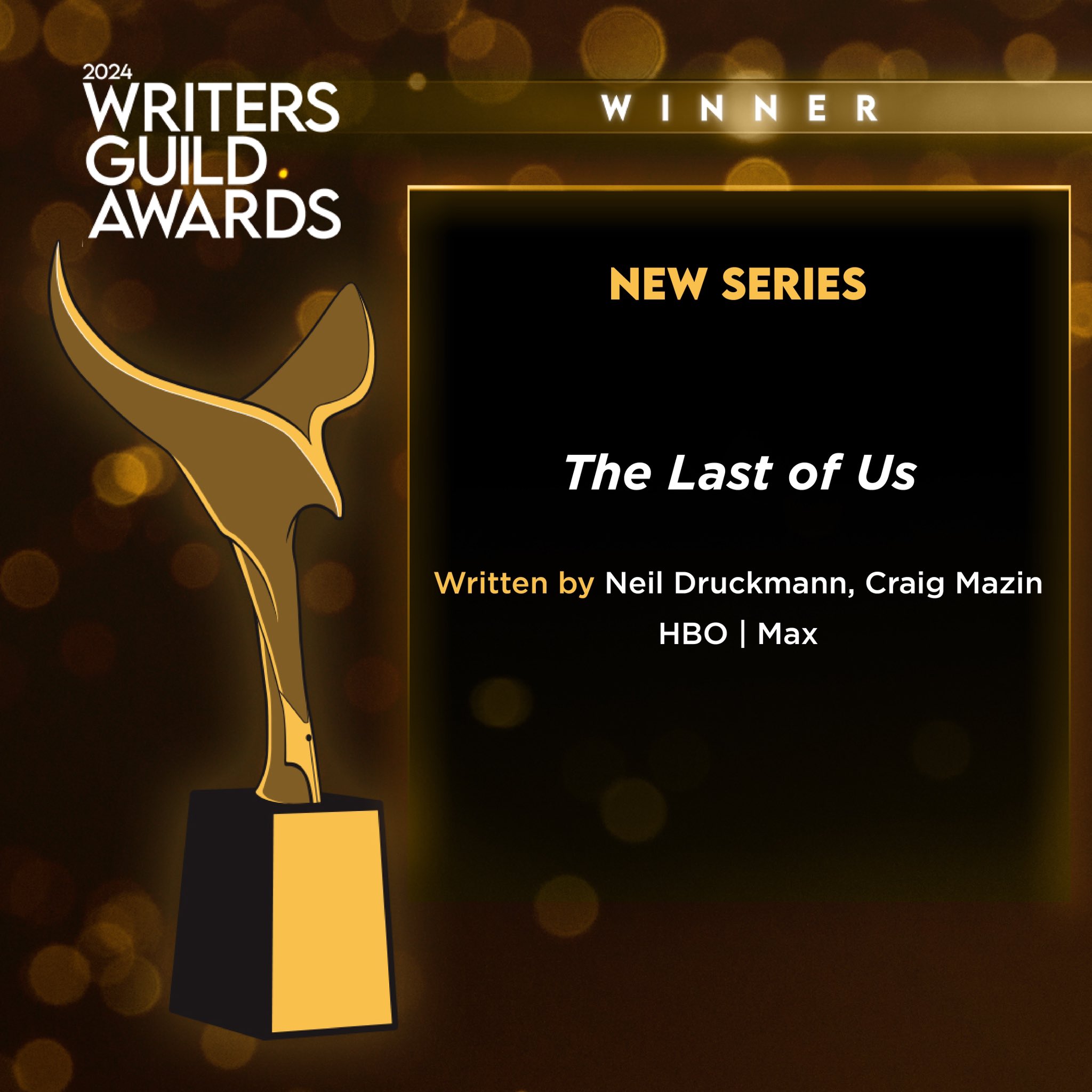 《最后的生还者》剧集再获奖项�
：2024年美国作家协会奖最佳新剧编剧奖