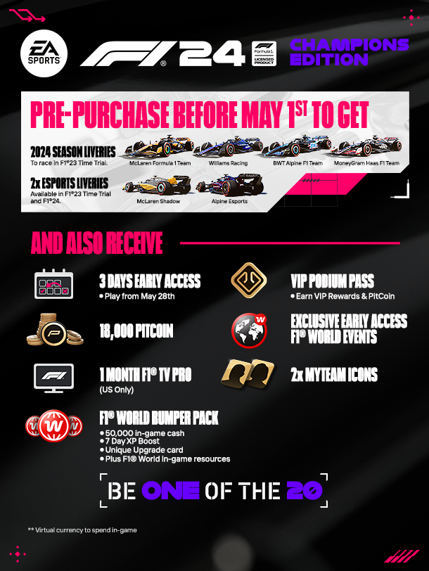 《F1 24》将于下月底正式发售 多版本预购信息公布