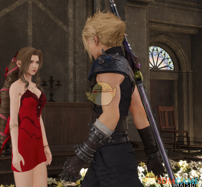 《最终幻想7：重制版》爱丽丝性感酒红连衣裙MOD