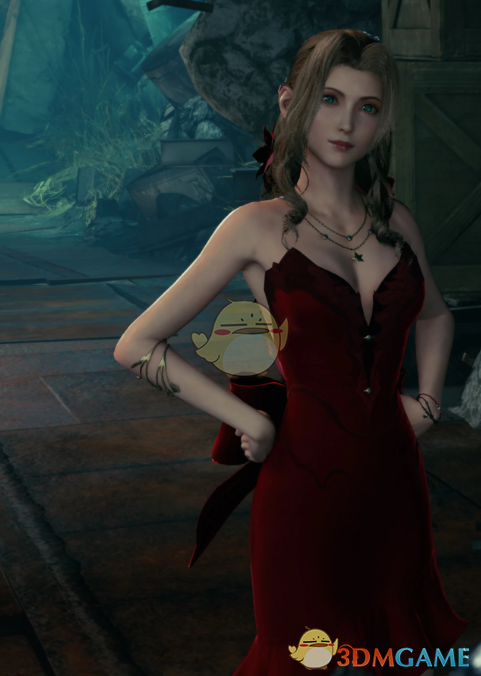 《最终幻想7：重制版》爱丽丝性感酒红连衣裙MOD