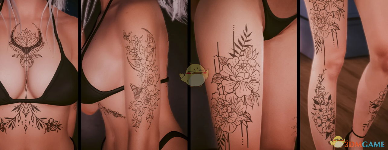 《赛博朋克2077》时尚花卉纹身V3MOD